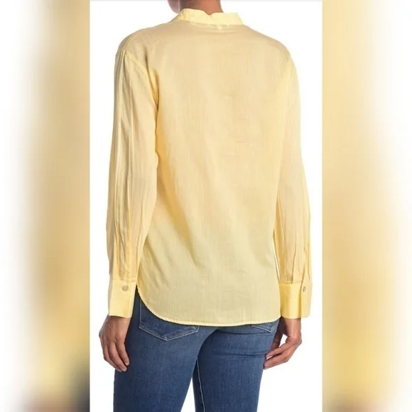 Vince silk-blend collarless fine stripe shirt - Picture 2 of 4